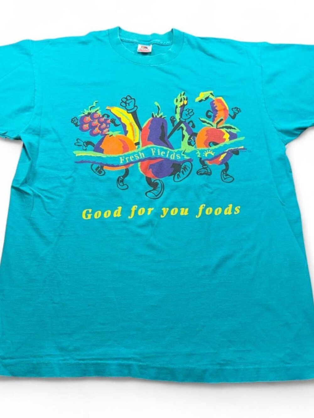 Rare Vintage 90s Fresh Fields "Good for You Foods" Fruit Grocery Promo Tee XL